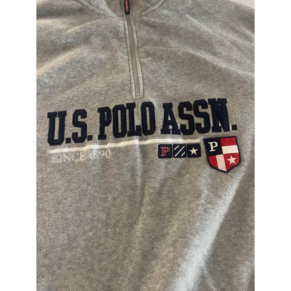 US Polo Assn XL 1/4 Zip Gray Fleece Pullover - Picture 12 of 13